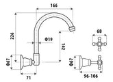Noosa Chrome Heritage Wall Mount Sink Tap Set